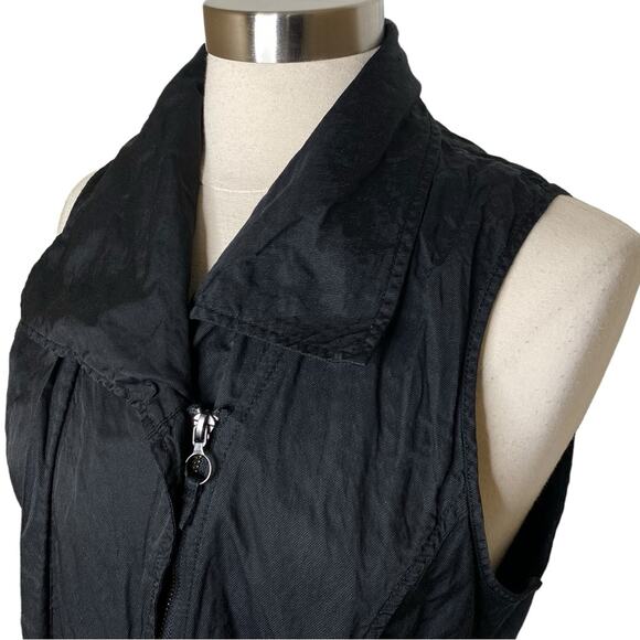 Stella Carakasi Black Full Zip Vest Metallic Flecks Women’s Medium Minimalist - Picture 4 of 11